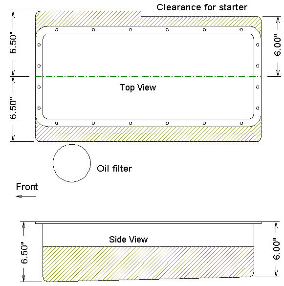 Fe Oil pan dimensions