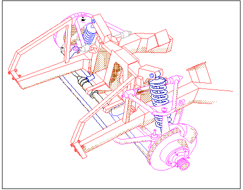 Line drawing of front suspension