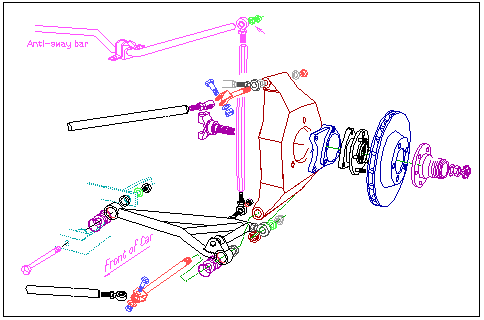 Line drawing of rear suspension